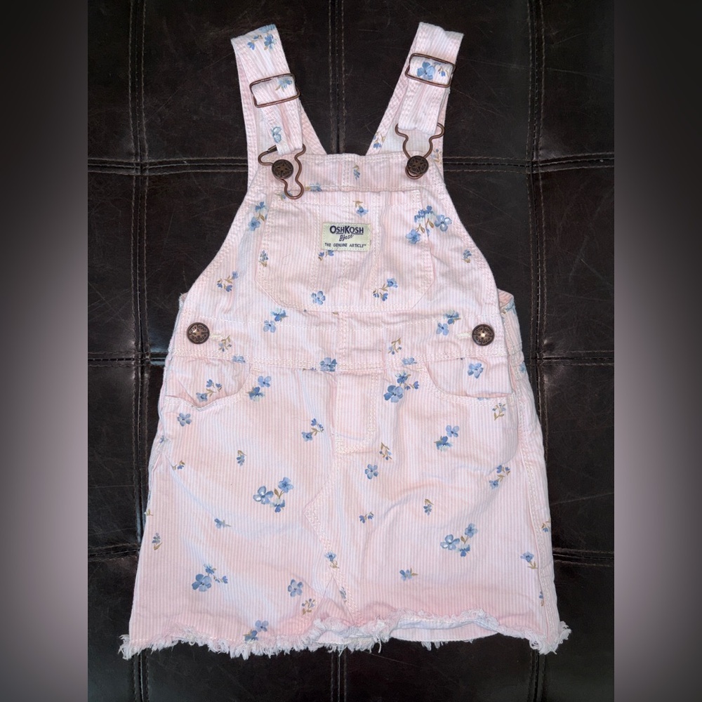 OshKosh B'gosh Light Pink Toddler Overall Skirt with frayed hem line